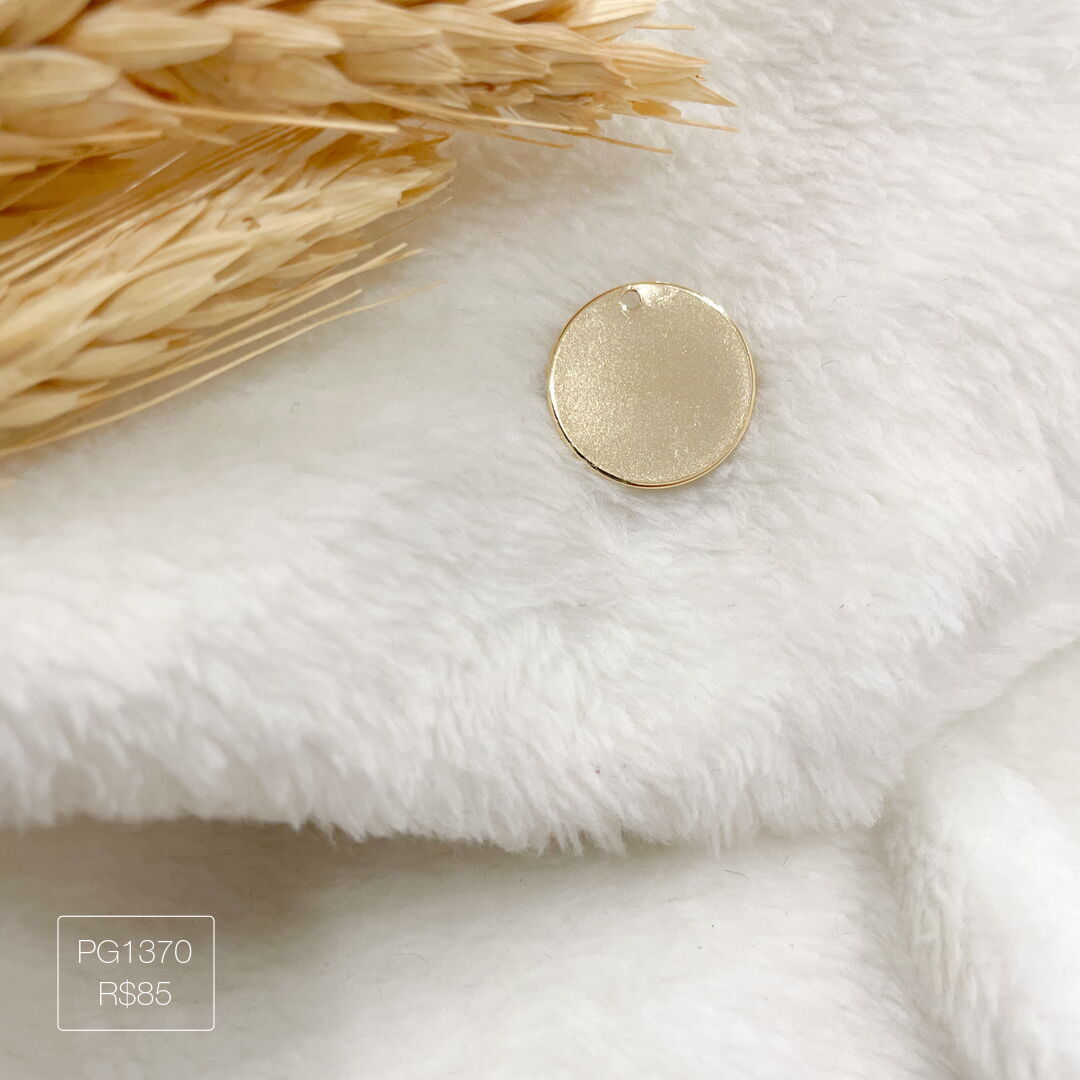 Pingente Redondo 16mm (M) Liso Dourado